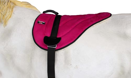 CHALLENGER Western Lightweight Bareback Saddle Pad with Fleece Bottom, Stirrups & Cinch – Contoured Synthetic Suede Top – 23" x 30" - color: Magenta