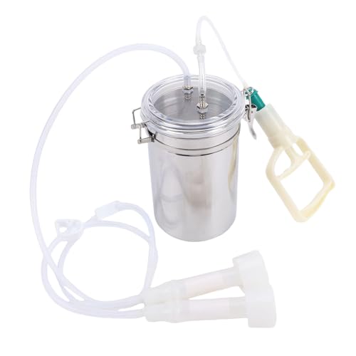 Stainless Steel Manual Milking Machine 2000ml, Strong Suction Large Capacity for Plant Farm Transparent Lid with Wide Application for Sheep Cow Goat