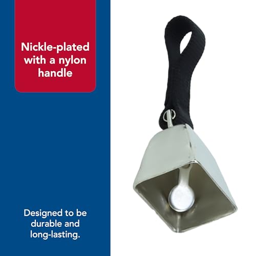 Water & Woods Nickel Cow Bell for Dogs by Coastal Pet - Durable Noise Maker - Easy Attachment - Nickel-Plated Material with Nylon Handle - Black, Small