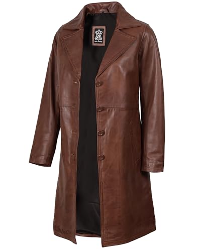 fjackets Lambskin Stylish Leather Car Coats for Womens - Real Long Leather Jacket Women Casual Leather Coat - color: Cognac Brown, size: X-Small