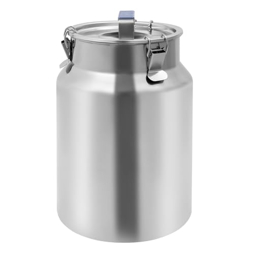 DYNAMI 3.2Gal Stainless Steel Airtight Canister,Large Metal Food Storage Container,Stainless Steel Bucket Milk Can Milk Jug With Lid&Handle, for Kitchen Rice Flour Coffee Bean (Silver) - color: Silver