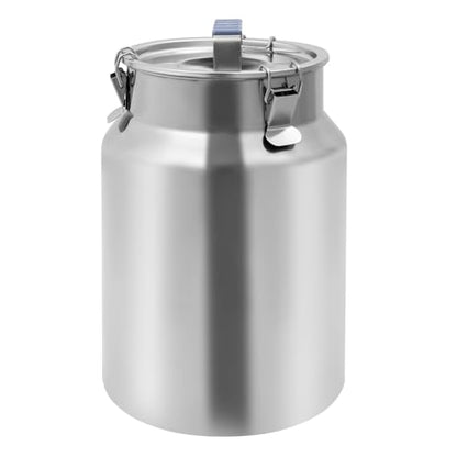 DYNAMI 3.2Gal Stainless Steel Airtight Canister,Large Metal Food Storage Container,Stainless Steel Bucket Milk Can Milk Jug With Lid&Handle, for Kitchen Rice Flour Coffee Bean (Silver) - color: Silver