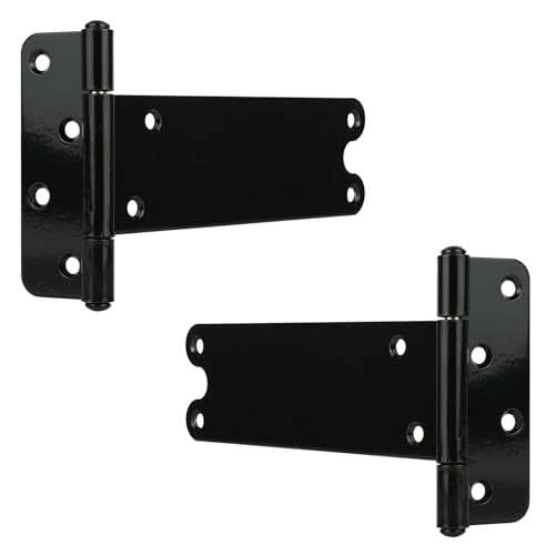 8 in T-Strap Shed Door Hinges,2 Pack Heavy Duty Tee Hinge, 300 Lbs Capacity - color: Black, size: 8 in -2 pcs
