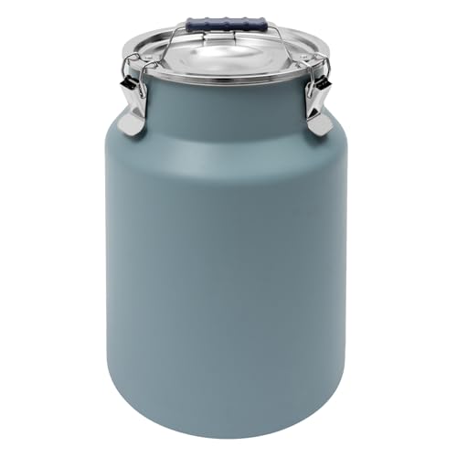 DYNAMI 3.2Gal Stainless Steel Airtight Canister,Large Metal Food Storage Container,Stainless Steel Bucket Milk Can Milk Jug With Lid&Handle, for Kitchen Rice Flour Coffee Bean (Blue) - color: Blue