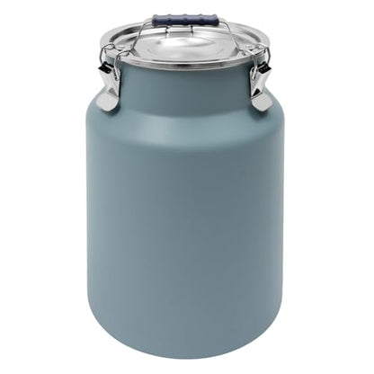 DYNAMI 3.2Gal Stainless Steel Airtight Canister,Large Metal Food Storage Container,Stainless Steel Bucket Milk Can Milk Jug With Lid&Handle, for Kitchen Rice Flour Coffee Bean (Blue) - color: Blue