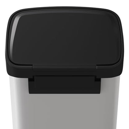 Garvee 13 gal / 50 L Metal Trash Can with Lid, Large Garbage Can for Kitchen, Rustproof Step-on Kitchen Metal Trash Bin with Liner Rim, Rear Handle, Soft Close Plastic Lid, White - color: White, size: 13.2 Gallons
