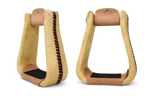 Horse Saddle 5" Wide Western Rawhide Covered Saddle Stirrups Tack 51217TN