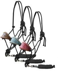 Showman Bronc Style Nylon Rope Halter w/Filigree Print Noseband - color: Brown