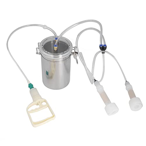 Sorandy 2L Goat Milking Machine, Large Capacity Manual Milking Machine Effort Saving Goat Milker Adjustable Pulsating Pump Stainless Steel Bottle Portable Milking Kit for Sheep, Cow, Goat