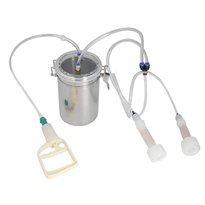 Sorandy 2L Goat Milking Machine, Large Capacity Manual Milking Machine Effort Saving Goat Milker Adjustable Pulsating Pump Stainless Steel Bottle Portable Milking Kit for Sheep, Cow, Goat