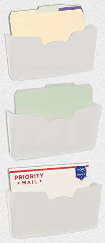 Simple Houseware White Wall Mount Single Pocket Hanging File Holder, 3-Pack - color: White, size: 3 Pack