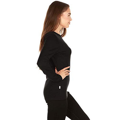 100% Merino Wool - Women's Midweight Base Layer - Long Sleeve Crew - color: 170 Lightweight Black, size: Medium