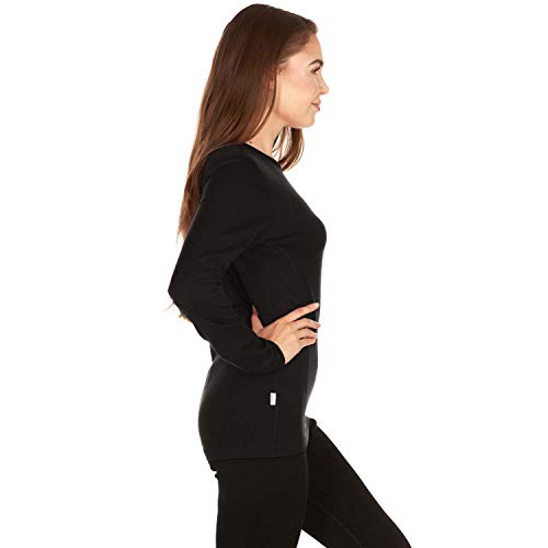 100% Merino Wool - Women's Midweight Base Layer - Long Sleeve Crew - color: 170 Lightweight Black, size: X-Small