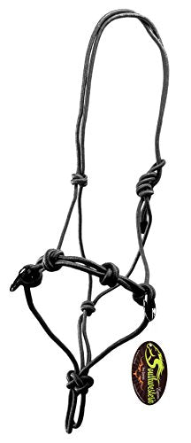 Southwestern Equine Side Pull Rope Halters with Nickle Plated Rings - color: Black