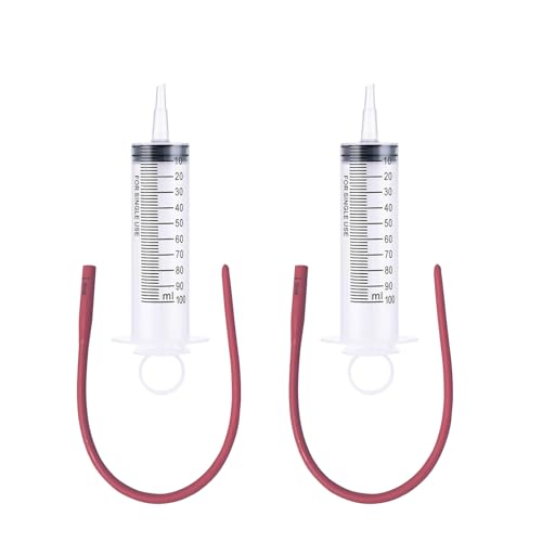 2 Set Lamb and Goat Kid Feeding Kit -2X 20FR Tube, 2x20/60/100ml Reusable Drench Goat Syringe for Lamb, Dog, Sheep,Piglet,Rabbit Feeding (100ML) - size: 100ML