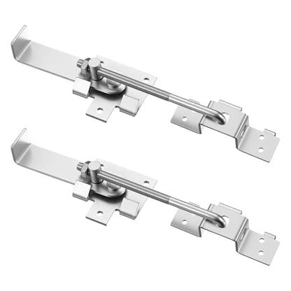 2 Pcs Barn Door Jamb Latch with Hook 7" Sliding Door Latch for Barn and Bi-Parting Doors (Silver)