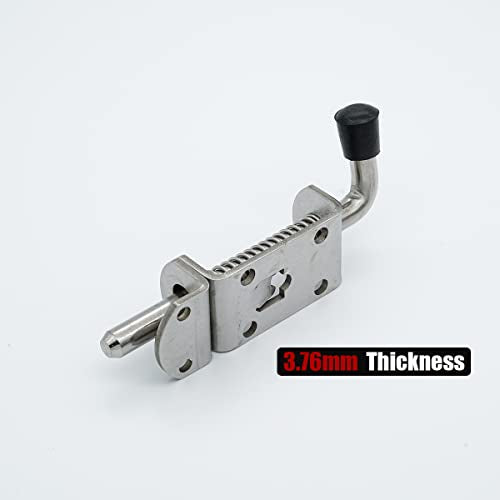 JQK Spring Loaded Barrel Bolt Latch, Heavy Duty 304 Stainless Steel Thickened 3mm Door Lock, 6.3 Inch Brushed Finished, HSB410-P2 - color: Brushed, size: 6.3Inch - 2Pack