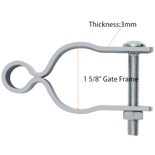2-Pack T-Post Gate Hinge Kit, 1-5/8" Female Hinges and Hinge Pins, Galvanized Steel, 200° Swing for Chain Link/Metal Gates, Farm & Garden