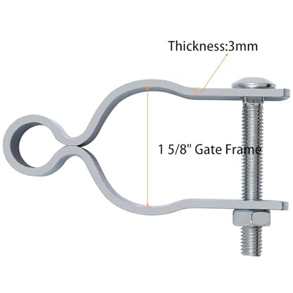 2-Pack T-Post Gate Hinge Kit, 1-5/8" Female Hinges and Hinge Pins, Galvanized Steel, 200° Swing for Chain Link/Metal Gates, Farm & Garden