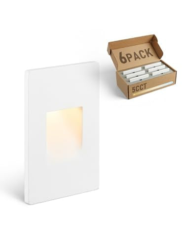 LEONLITE 6-Pack 5CCT 120V LED Step Lights, Vertical, White - color: White, size: 2.87 Inch