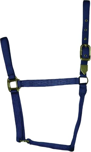 Hamilton Deluxe Horse Halter, 300-500 lbs, Navy Blue - color: Navy Blue, size: Yearling, 300-500lbs