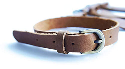 Jeereal Genuine Leather Stirrup Straps (4 Pack) with Metal Buckle Adjustable Length - color: Bourbon Brown