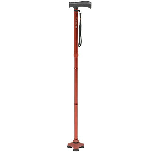 HurryCane Freedom Edition Foldable Walking Cane with T Handle - color: Red, size: 1 Count (Pack of 1)