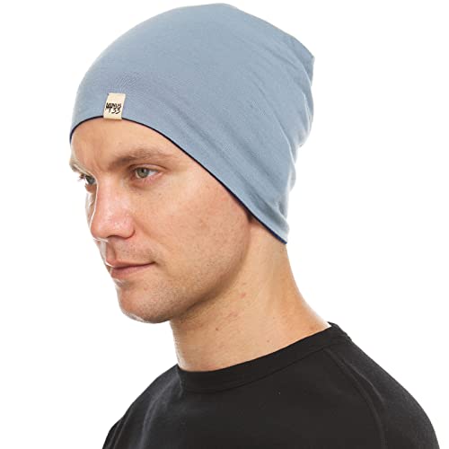Minus33 Merino Wool Micro Weight Reversible Beanie - color: Navy Blue / Slate Blue