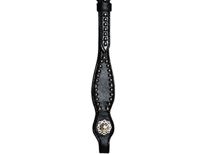 Tahoe Tack Leather Starry Night Studded Horse Headstall & Matching Reins, Black, Full Horse (17-1736-BK)