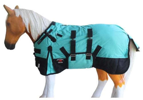 Challenger 1200D Miniature Weanling Donkey Foal Pony Horse Winter Blanket 51936B - color: Turquoise Black, size: 60 Inches