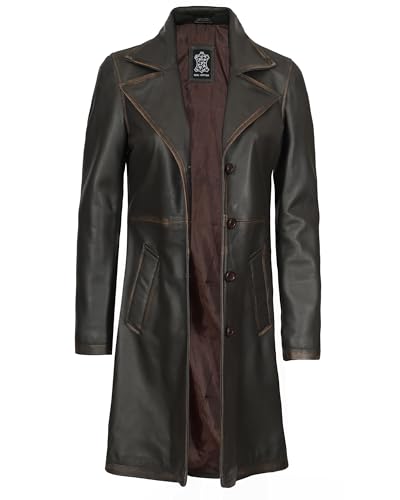 fjackets Lambskin Stylish Leather Car Coats for Womens - Real Long Leather Jacket Women Casual Leather Coat - color: Ruboff, size: Medium