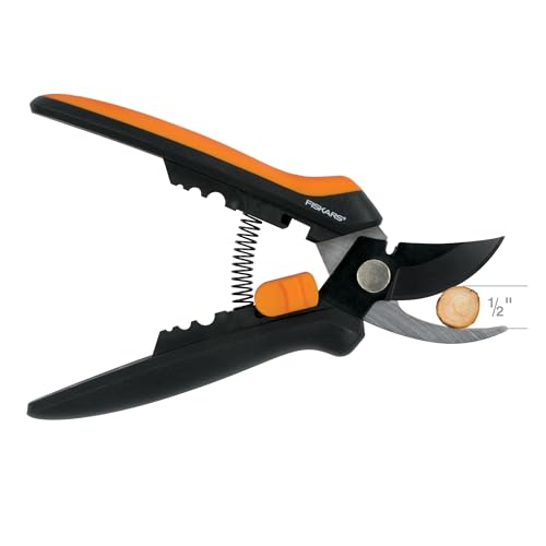 Fiskars Floral Bypass Pruning Shears, Garden Clippers for Deadheading | 1/2" Cut Capacity, Ideal for Cutting Flowers, Low-Friction Coated Steel Blades, Stem Stripper and Wire Cutter - style: Floral Pruner