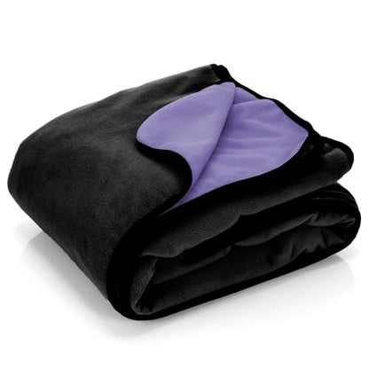 Waterproof Blanket for Bed & Couch Protection, Purple/Black, 80"x90" - color: Imperial Purple / Classic Black Black, size: 80x90 inch
