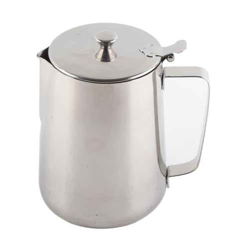 Milk Frother Cup, Stainless Steel Milk Frothing Pitcher, Milk Frothing Jug with Lid and Handle, Frothing Cup Pitcher, Coffee Frothing Mug for Office Home Kitchen (600ml) - size: 600ml