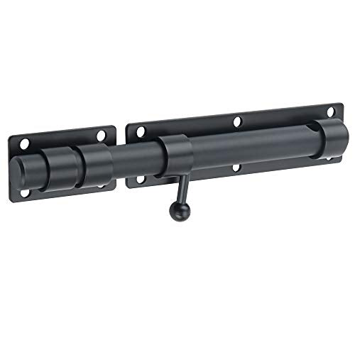 Alise 10 inch Barrel Bolt Latch,Black Heavy Duty Slide Lock for Barn Door | SUS304 Stainless Steel Padlock-Style Slide Bolt Latch,Security Gate Latch for Wooden Fence,Interior or Outdoor Door - color: Black, size: 10 Inch