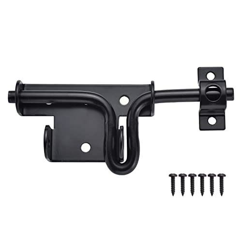 JIAHOO Slide Bolt Gate Latch, Heavy Duty Door Lock with Padlock Hole, Sliding Bolt Latch Hardware for Wooden Fence, Shed Door, PVC Fence, Barn Door, Thickened Steel, Black Finish - style: Slide Bolt Latch