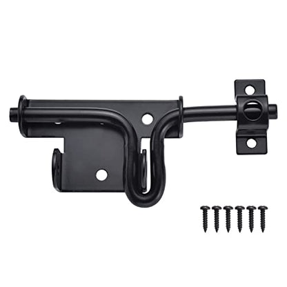 JIAHOO Slide Bolt Gate Latch, Heavy Duty Door Lock with Padlock Hole, Sliding Bolt Latch Hardware for Wooden Fence, Shed Door, PVC Fence, Barn Door, Thickened Steel, Black Finish - style: Slide Bolt Latch