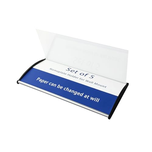 2Pcs Curved Name Plate Holder for Wall or Door 8" x 4", Silver | Wall-Mount Office Door Sign Holder, Sturdy Aluminum Sign Frame for Business Cubicle, Adhesive Tape & Protective Plastic Film - style: 2pcs Curved Holder-Silver