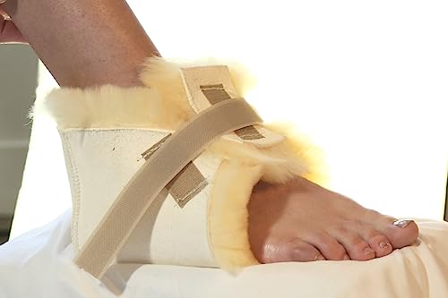 Sheepskin Ranch Sofsheep Medical Sheepskin Heel Protector, Pressure Relief for Bed Sores, Ulcers, Sensitive Skin, Hospital Grade, Chrome Free, Washable, Hypoallergenic, Adjustable, Real Wool, Single - style: Single