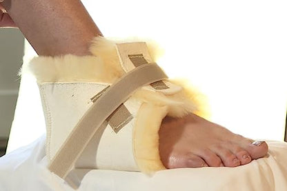 Sheepskin Ranch Sofsheep Medical Sheepskin Heel Protector, Pressure Relief for Bed Sores, Ulcers, Sensitive Skin, Hospital Grade, Chrome Free, Washable, Hypoallergenic, Adjustable, Real Wool, Single - style: Single