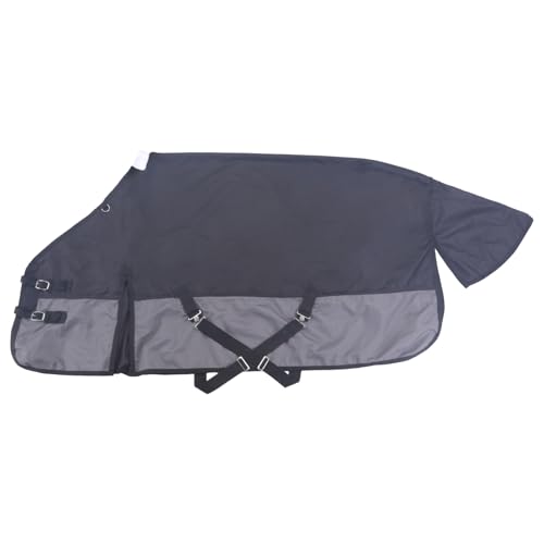 1200D Horse Blanket, 0g No-Fill Waterproof Turnout Rain Sheet - color: Black Grey, size: 84"