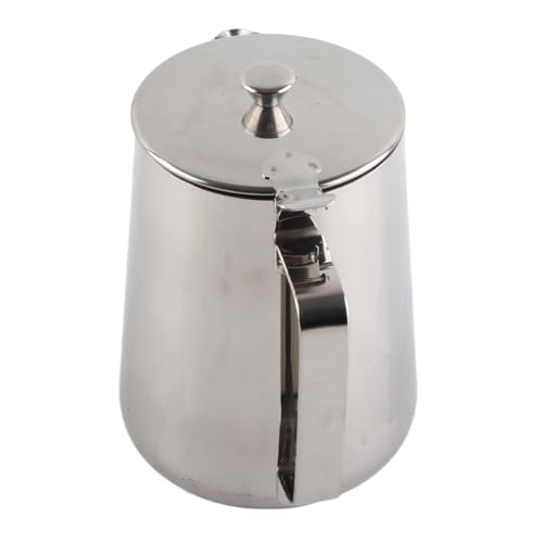 Milk Frother Cup, Stainless Steel Milk Frothing Pitcher, Milk Frothing Jug with Lid and Handle, Frothing Cup Pitcher, Coffee Frothing Mug for Office Home Kitchen (600ml) - size: 600ml