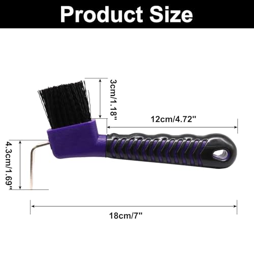 Hoof Pick Brushes, Soft Touch Rubber Handle Portable Hoofpick, Stiff Hoof Pick for Horse Care, Groomers (Purple) - color: Purple