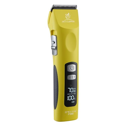 Professional Dog Grooming Clippers with 17H Runtime & Replaceable 440C Blade, 5-Speed Low Noise Electric Dog Shaver for Thick, Matted, Curly Hair, Cordless Clipper for Groomer & Home Use, Yellow - color: Yellow, size: Standard