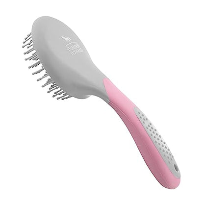 Harrison Howard Horse Mane and Tail Brush - Professional Equestrian Detangler Non-Slip Brush - Pink - color: Pink