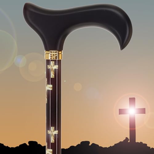 Royal RC Canes Walking Sticks for Men and Women - Stylish Designer Fashionable Adjustable Derby Canes - Lightweight Aluminum Cool Walking Sticks with HD Patterns - color: Golden Cross (Multicolor)