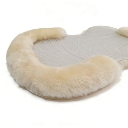 Wool &Silicone Saddle Pad, Comfortable and Breathable Wool Gel Equestrian Riding Saddle Pad, Anti-Slip with Double Shock Absorption, Universal English/Western Riding Saddle Pad - color: Transparent ivory white
