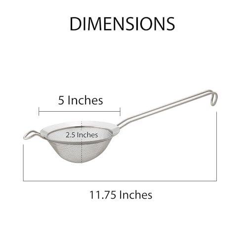 HIC Kitchen Fine Double Mesh Strainer, 18/8 Stainless Steel, 5-Inch, For Sifting Baking Ingredients, Straining, And Draining Soups And Sauces, Set of 2 - size: Double Mesh, 5-Inch, Set/2