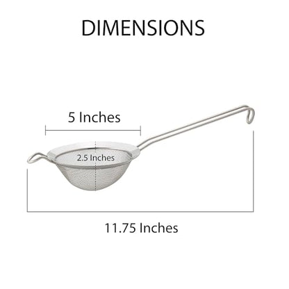 HIC Kitchen Fine Double Mesh Strainer, 18/8 Stainless Steel, 5-Inch, For Sifting Baking Ingredients, Straining, And Draining Soups And Sauces - size: Double Mesh, 5-Inch