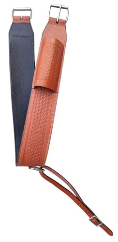 Western Leather Horse Roper Back Cinch Billets,Girth Saddle Billets Tack,Handcrafted Flank Saddle Cinch - color: Tan